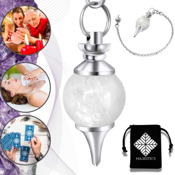 pendule divinatoire cristal de roche quartz blanc sephoroton majestic's