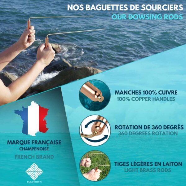 Pack Sourcier : Baguettes de Sourcier en Cuivre & Pendule Divinatoire TROUVIER – Image 2