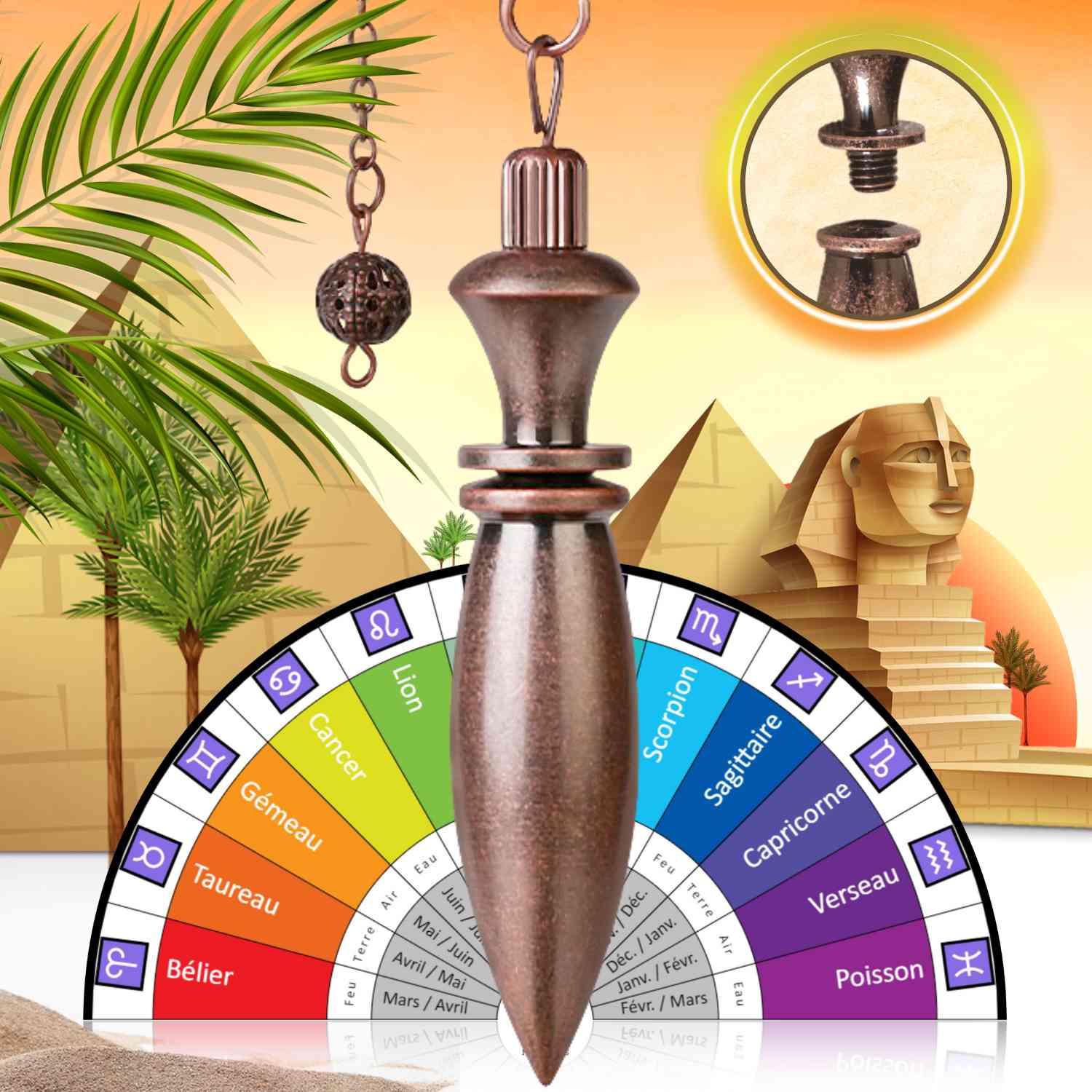 pendule de thot en laiton antique