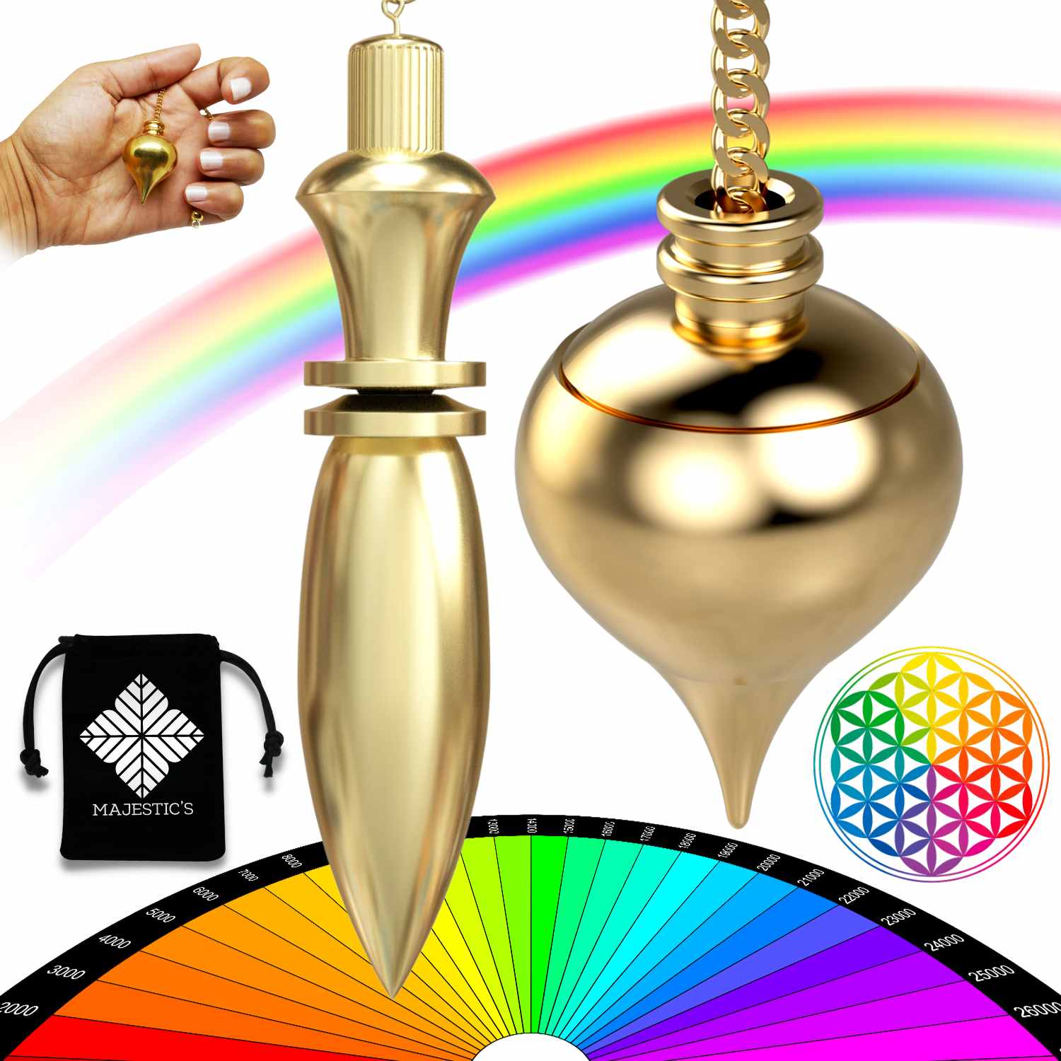 pack de deux pendules divinatoires : pendule abbé mermet et pendule egyptien de thot